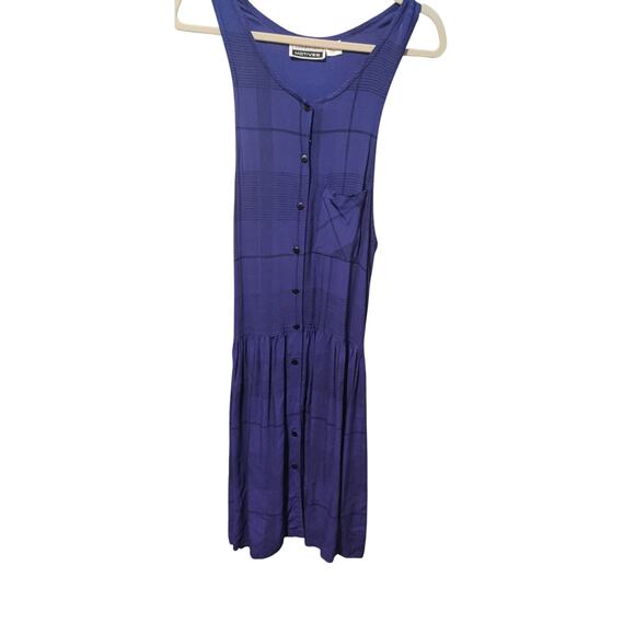 Vintage 90s Ulterior Motives Button Down  Tank Dress  Indigo Black Pockets Small - Picture 1 of 5